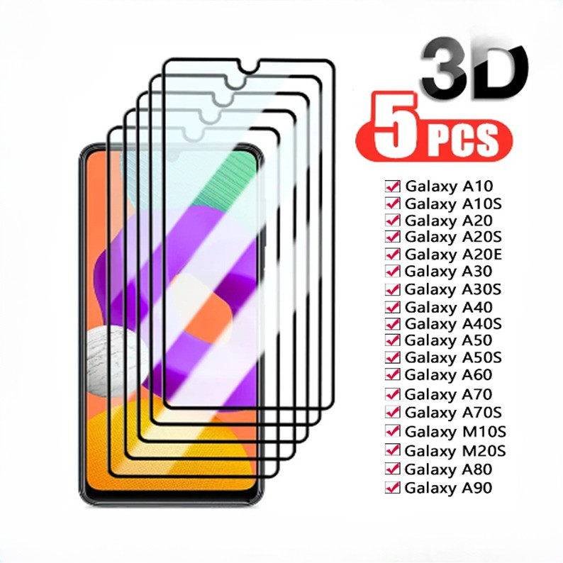 Kit 5 Película De Vidro Temperado 3D 9H Para Samsung A01 A11 A21 A21S A31 A41 A51 A71 A50 A40 A30 A10 A20 Promoção