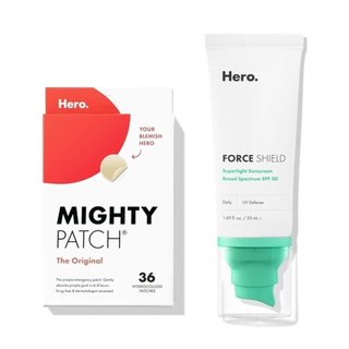 HeroCosmetics Original PimplePatchandForceShield Protetor Solar SPF30 (36 Adesivos e 50ml) Kit PatchandProtect PILE