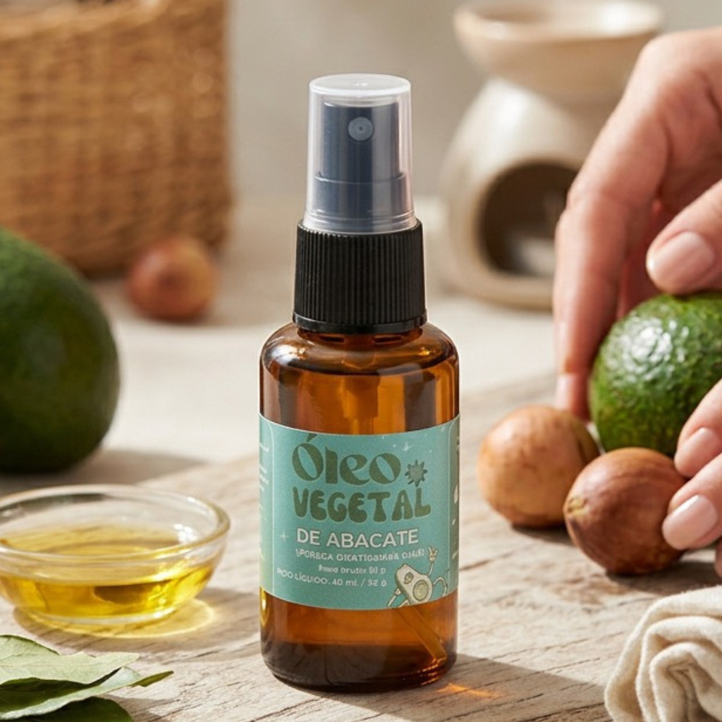 Óleo Vegetal de Abacate 100% Puro | Multifuncional | Pele e Cabelos | Vegano | 40 ml