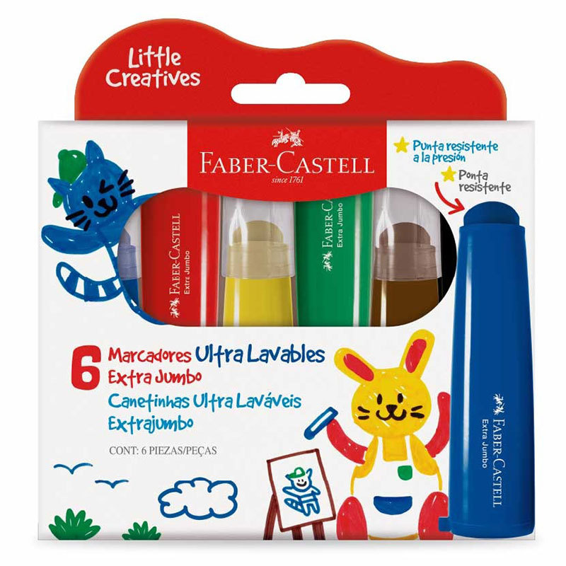 Caneta hidrográfica Extrajumbo Little Creatives com 6 unidades 354504 Faber-Castell
