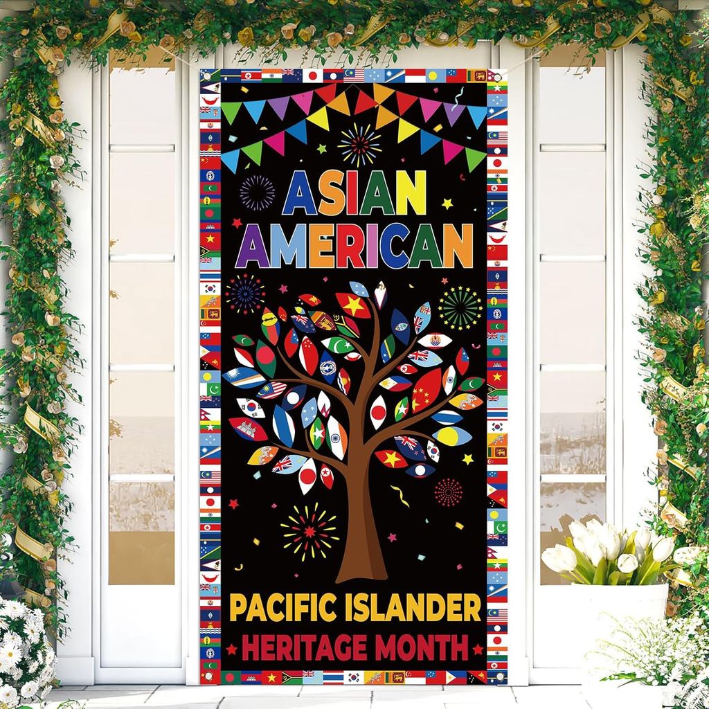 Decoração para o Mês da Herança Afro--Americana e das Ilhas do Pacífico: Faixa Decorativa para Porta AAPI, Decoração par