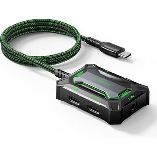 Adaptador 5 em 1 USB C para Fone de Ouvido de 3,5mm e Carregador, Cabo de Áudio Tipo-C para AUX, Suporta Carregamento Rá
