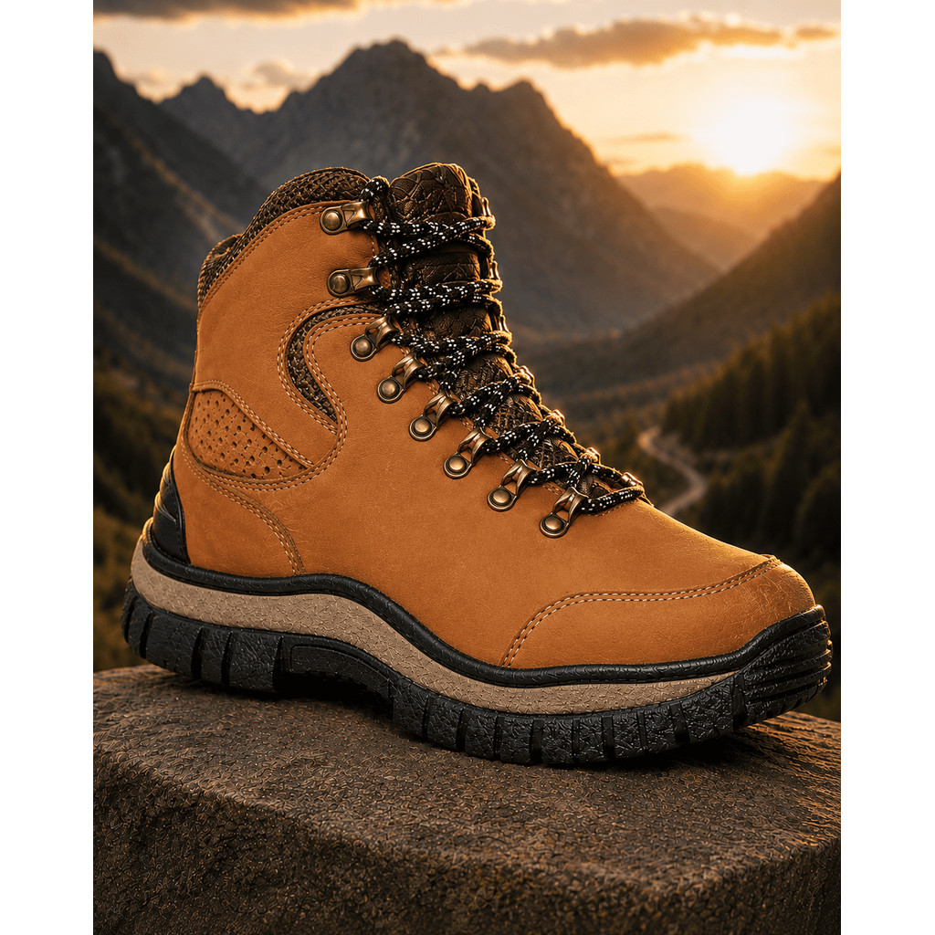 Bota Adventure Couro Legítimo Masculina Trilha Coturno Confortável Solado Antiderrapante Confortável Resistente Triton