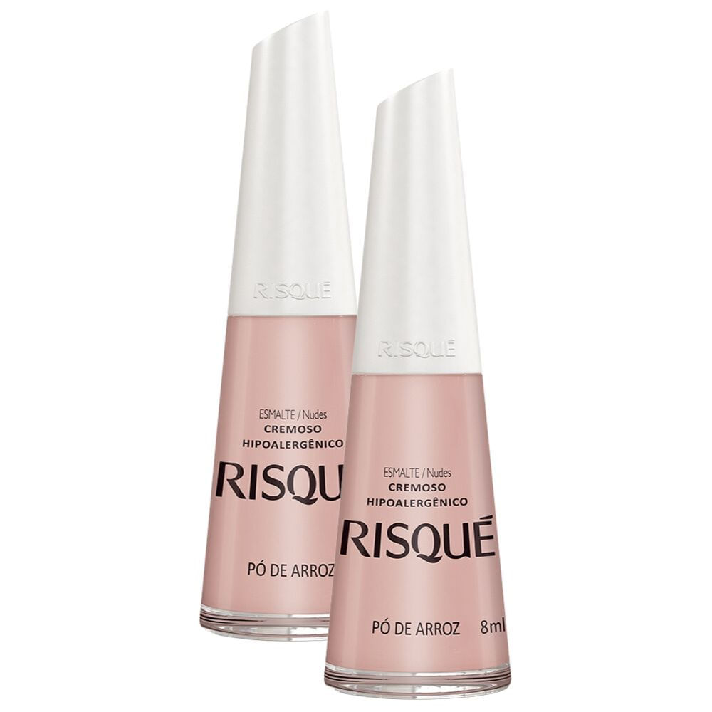 Kit 2 Esmalte Risqué Cremoso Cor Pó Arroz 8ml