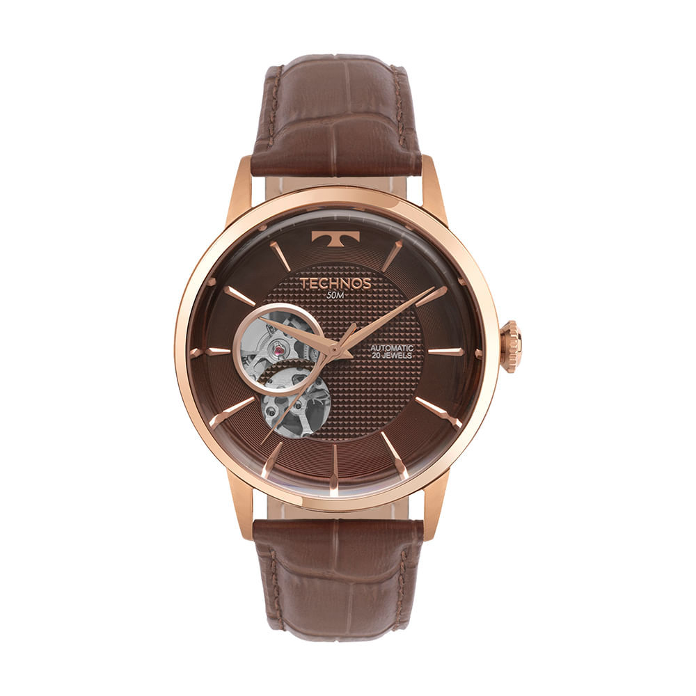 Relógio Technos Automatico Masculino Open Heart Rosé - G3265AW/0M