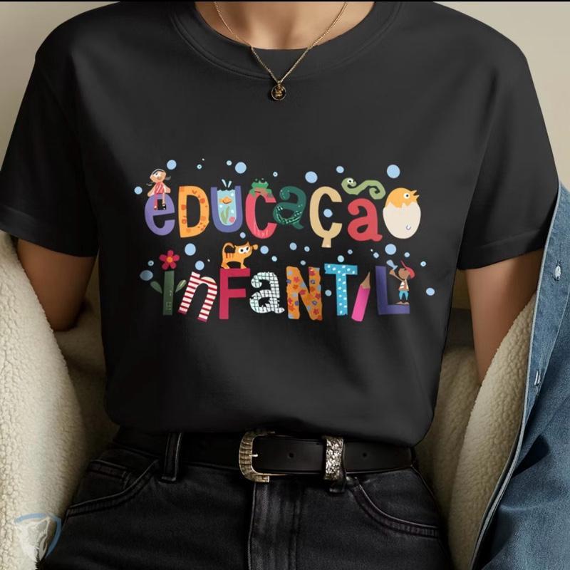 Camiseta Educação Infantil Feminina Professora Pedagogia Estampada Confortável