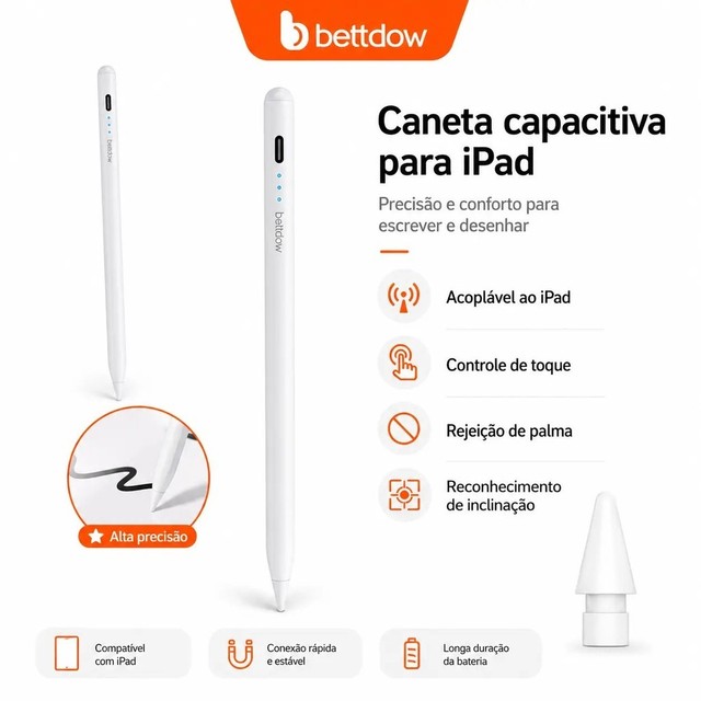 BETTDOW stylus, compatible with iPad Gen6-10, Air 4/5/6, Pro 11, 12.9-inch (2018-2025). Prevenindo toques acidentais