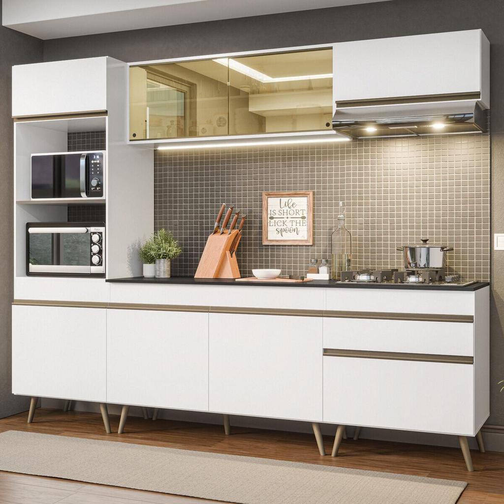 Armário Cozinha Modulada Completa 252cm Florença Multimóveis MP2442