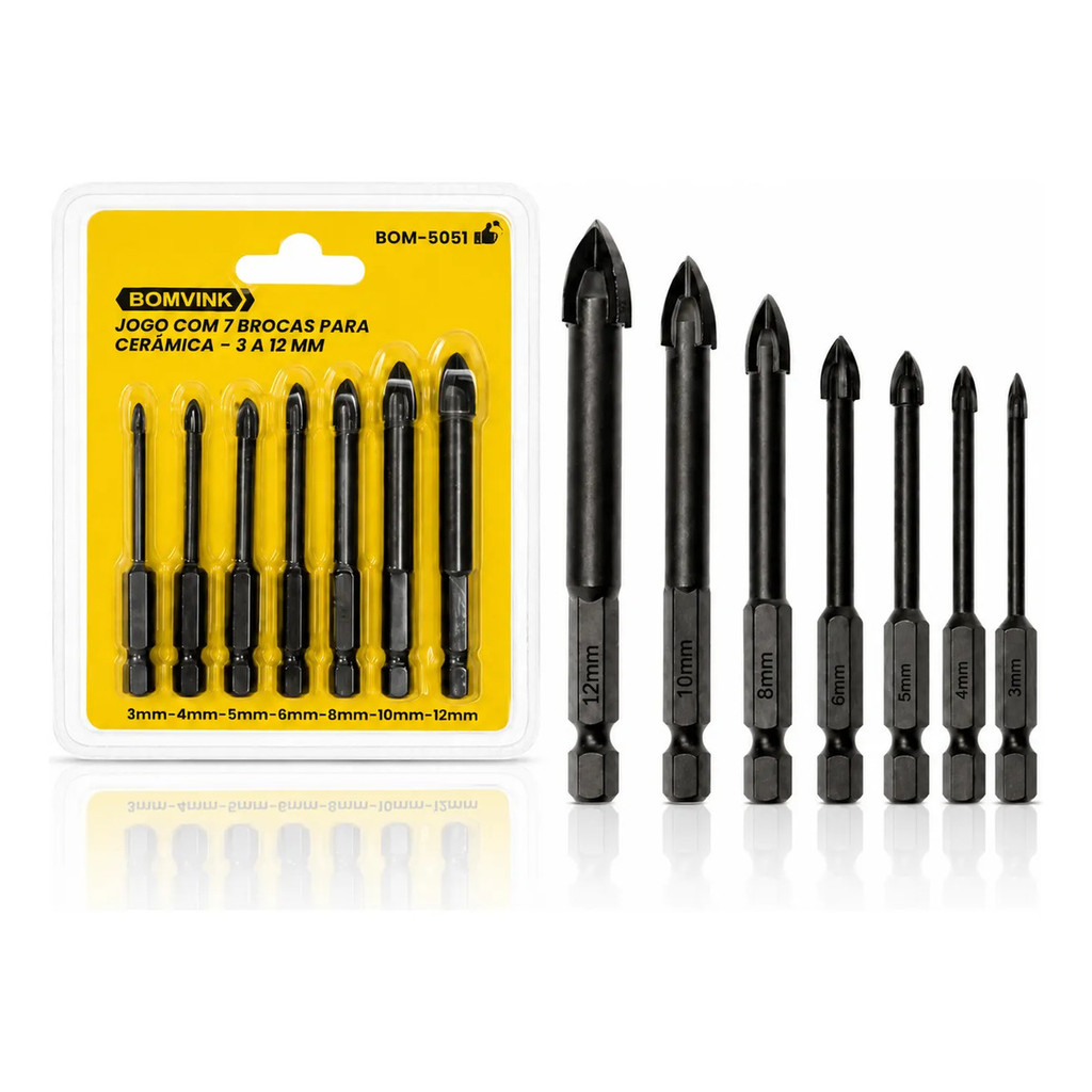 Kit 7 Brocas Cerâmica Azulejo Porcelanato Vidro 3mm A 12mm