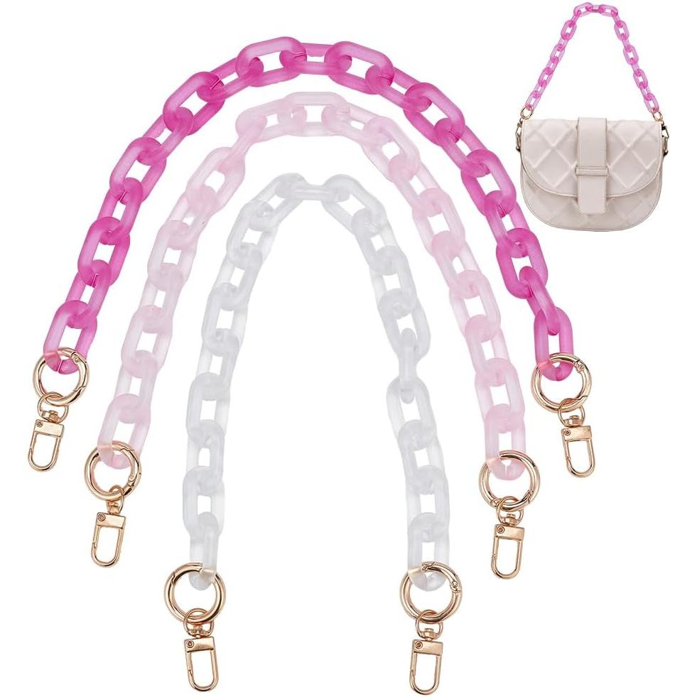 WADORN Alça de Corrente para Bolsa em Acrílico de 3 Cores, 17,9 Polegadas, Alça de Resina para Substituição de Bolsa, Al