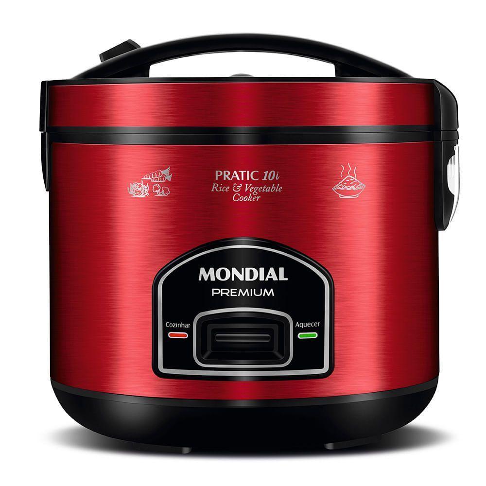 Panela Elétrica de Arroz Mondial Pratic 10i PE-46-10X 1,8L 400W Vermelho Inox 220V