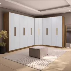 Quarto Modulado Kappesberg Adapt Nogueira/Branco 12 Portas 342cm x 263cm
