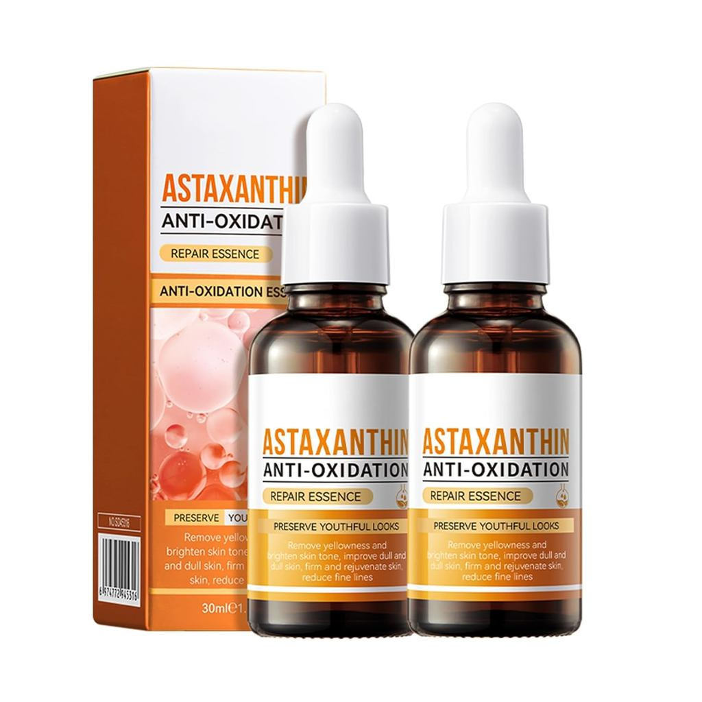 Sérum Facial de Astaxantina - Sérum Antioxidante com Ácido Hialurônico - Cuidado Anti-Envelhecimento, Combate Rugas