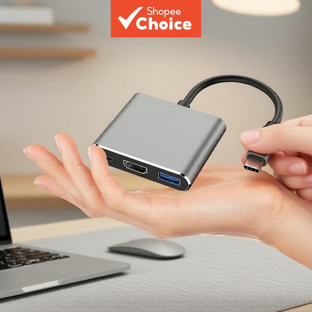 3 em 1 Hub USB-C de macho para fêmea HDMI 4K UHD USB 3.1 USB-C adaptador de carregamento USB-C para laptop Macbook A