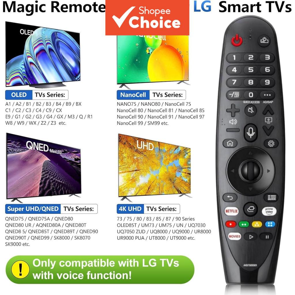 Controle Remoto Mágico para LG TV AN-MR20GA AKB75855501 Controle Inteligente de Substituição com Reconhecimento de