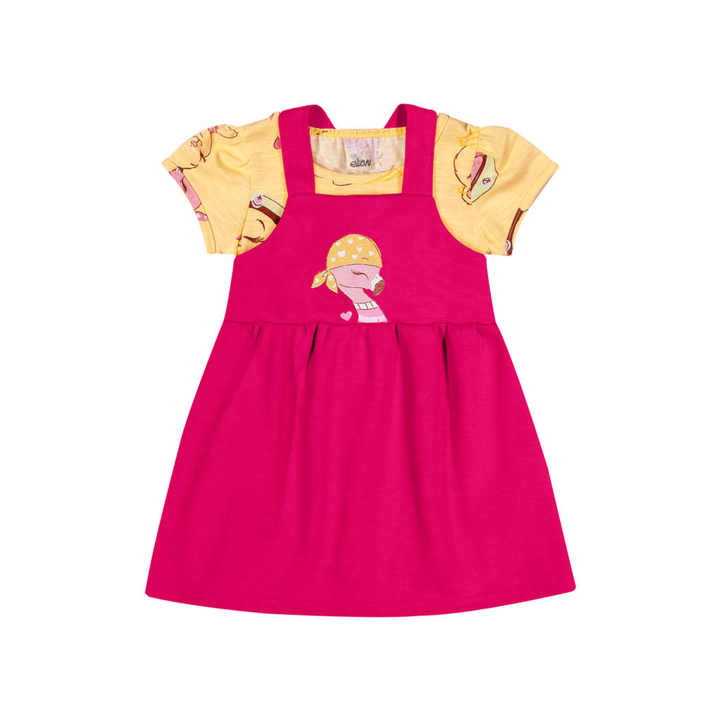 Conjunto Bebê Menina Flamingo Curto Elian Amarelo