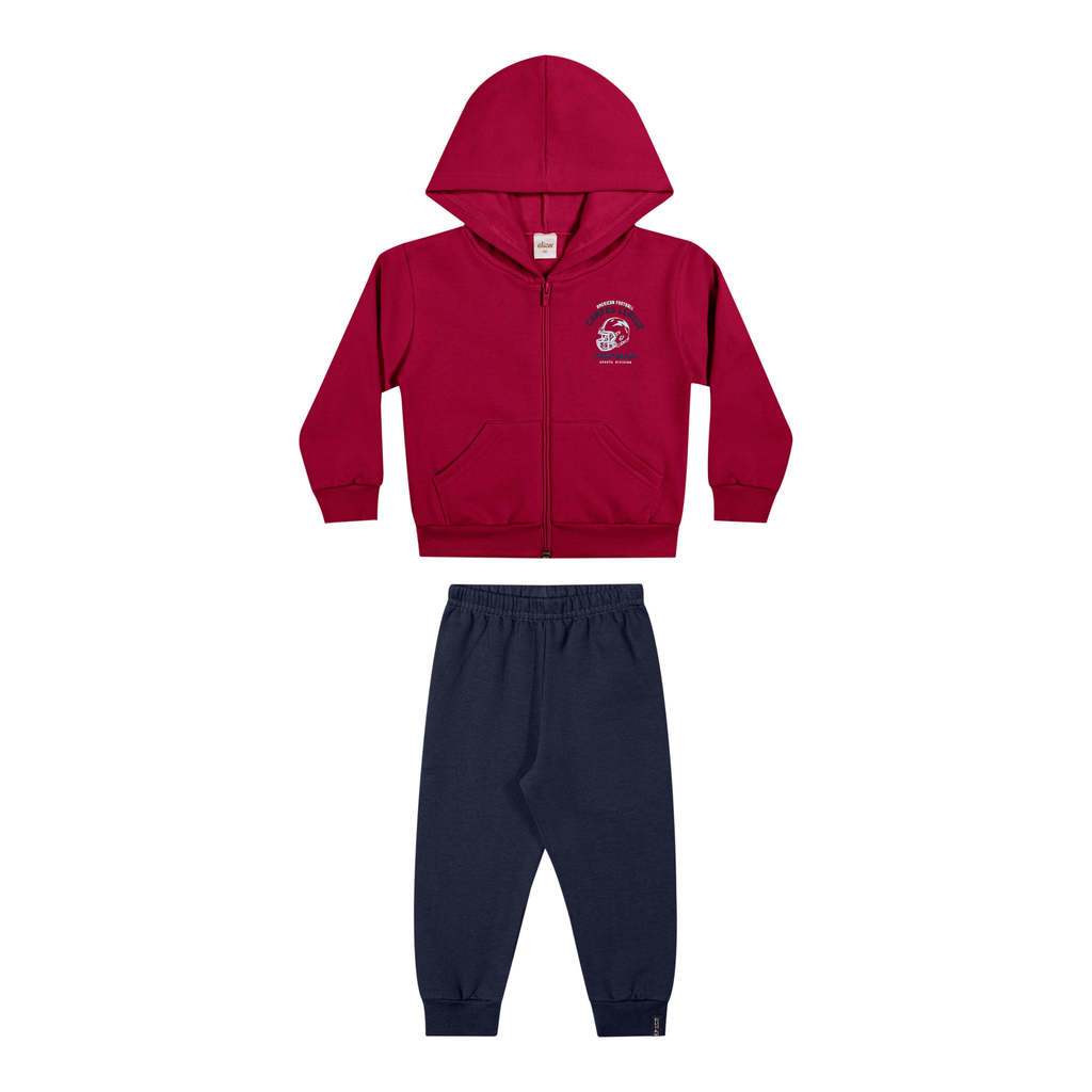 Conjunto Longo Infantil Menino Esportivo Elian Vermelho