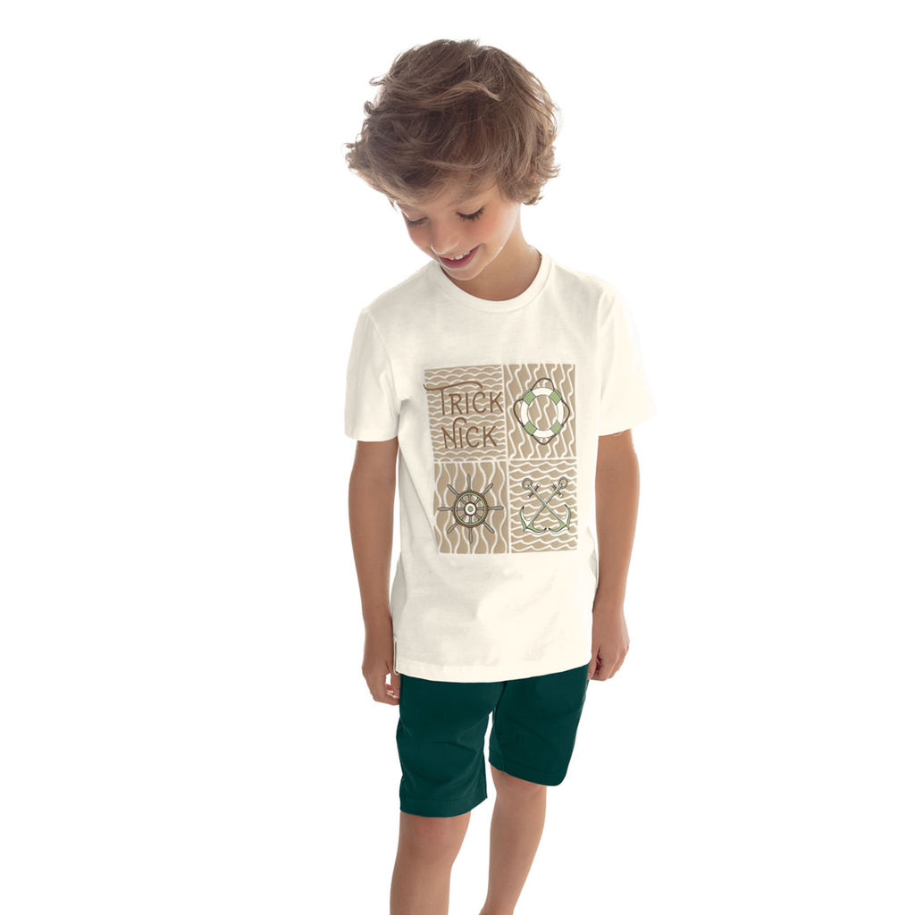 Bermuda Infantil Menino Sarja Trick Nick Verde