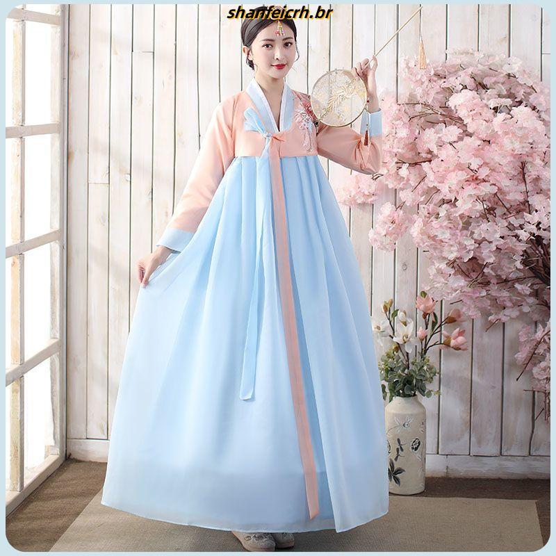 Tradicional hanbok roupas femininas coreano desempenho roupas hanbok feminino dança estilo étnico palácio roupas terno f