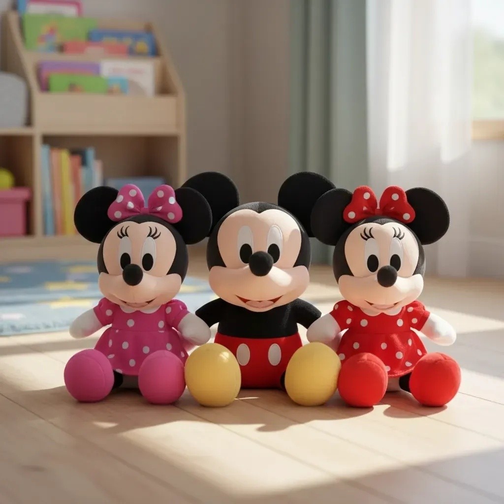 Kit 3 Boneco Pelucia Minnie e Mickey Brinquedo Interativo Decorativo Festa Presente 20 cm