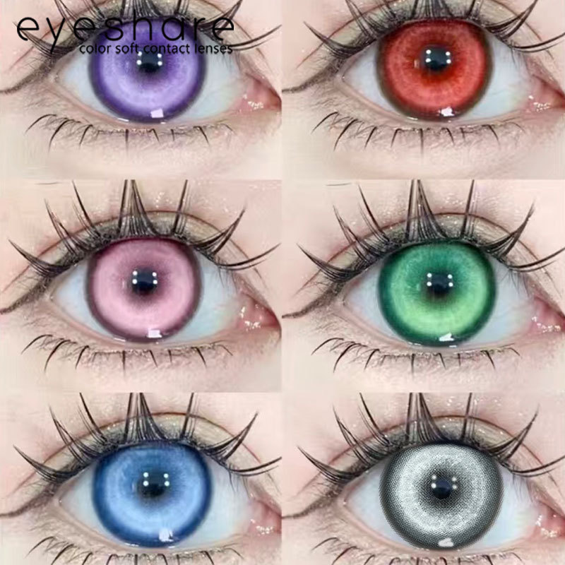 Lentes De Contato Coloridas Eyeshare Halloween Vermelho/Branco/Azul/Verde/Roxo Lente 14.5MM Big Eye Spectre Cosplay Fant