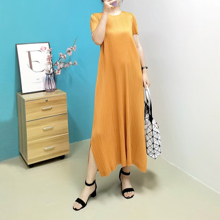 Uma pessoa uma plissada L122 Issey Miyake vestido plissado diário Commuter simples luz arte 2025 verão A linha All-Match