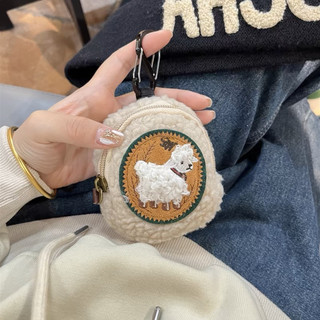 Bonitinho porta-moedas de pelúcia de lã, mini estojo para fones de ouvido, bolsa de armazenamento portátil, acessório pa