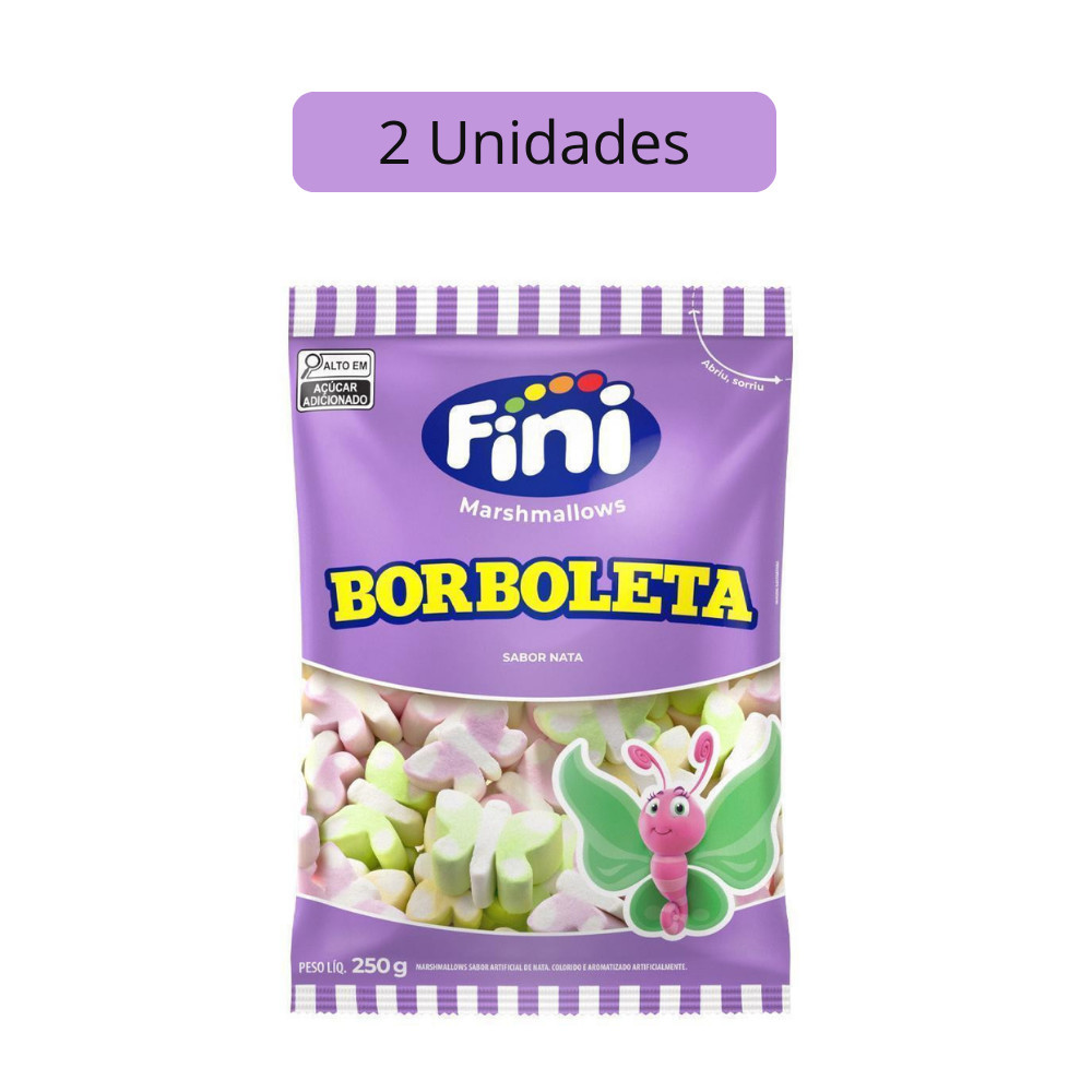 Kit 2 Pacotes de Marshmallow Borboleta 250g Fini
