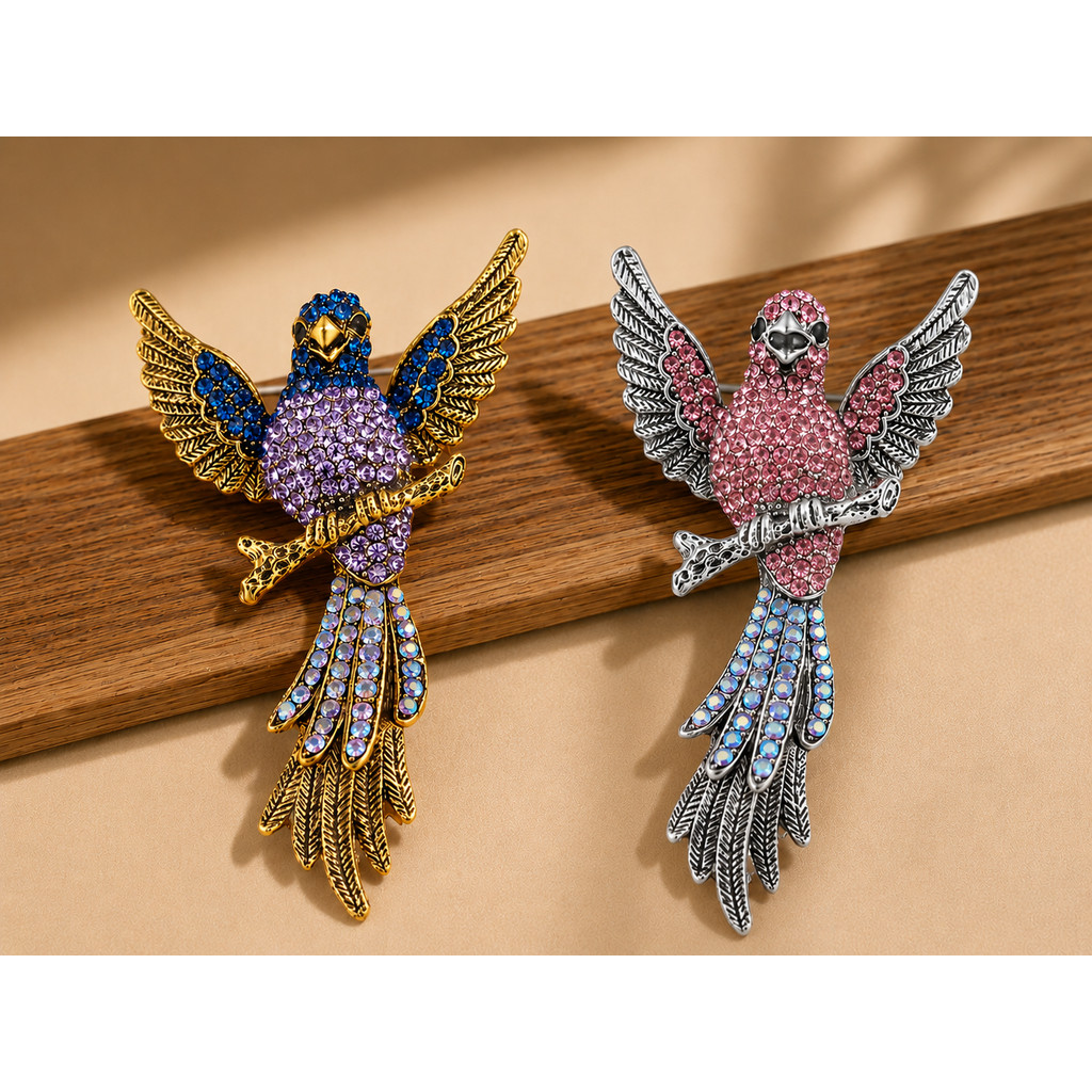 Broche de Águia Retrô Pin Acessório De Roupa Festa Broche De Pássaro Rosa e Azul Abotuadura