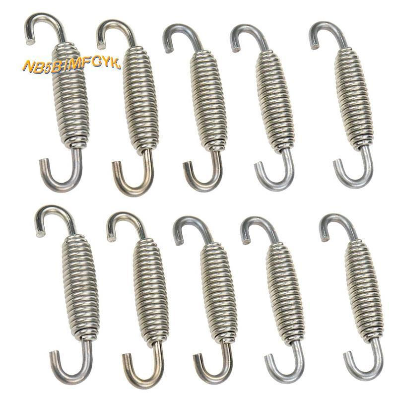 10 Peças De Aço Inoxidável 68mm Prata Motocicleta ATV Silenciador Tubo De Escape Mola Giratória