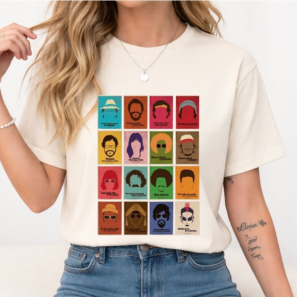 Camiseta Estampada Feminina Masculina Cantores Nacionais Clássicos Música Brasileira MPB Lançamento Envio Imediato