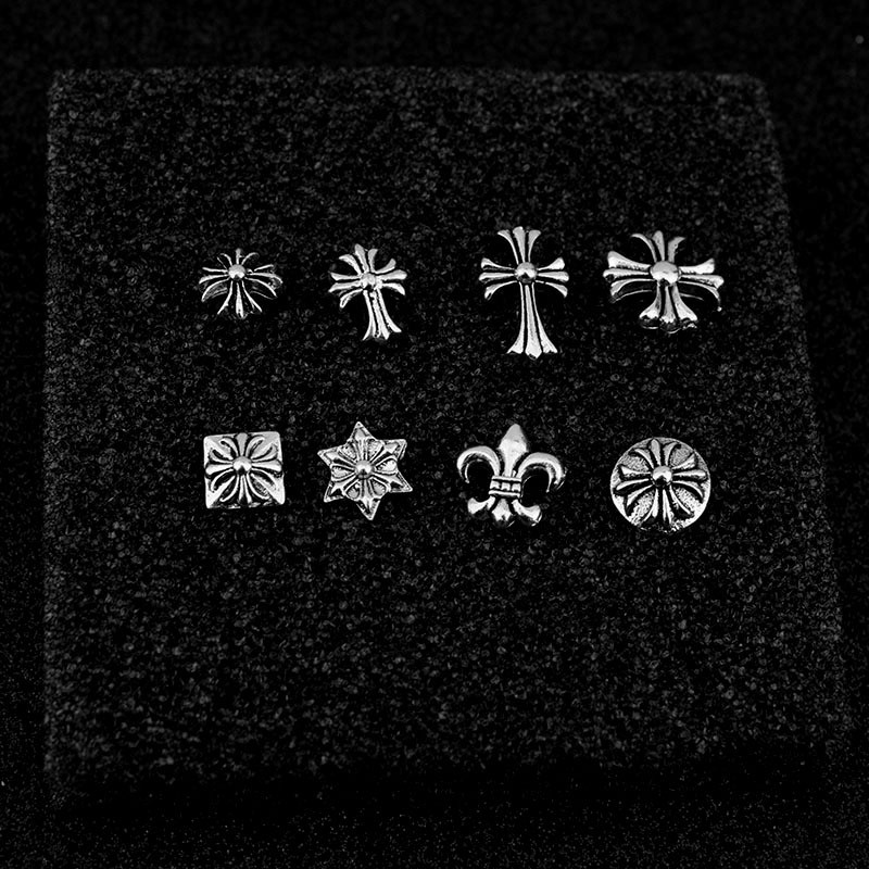 Ins na moda pequenos brincos estilo europeu americano estrela influenciador mesmo estilo cruz brincos Retro único