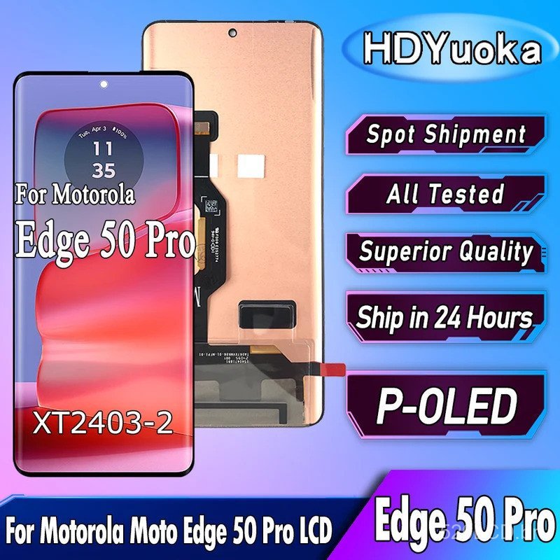 Tela P-OLED de 6,7" para Motorola Edge 50 Pro, Display LCD com Touch Screen e Di