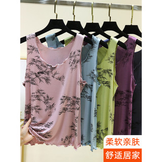 Modal solto borda voadora pintura a tinta colete verão roupa interior fina Casual topo feminino Plus Size sem mangas cam