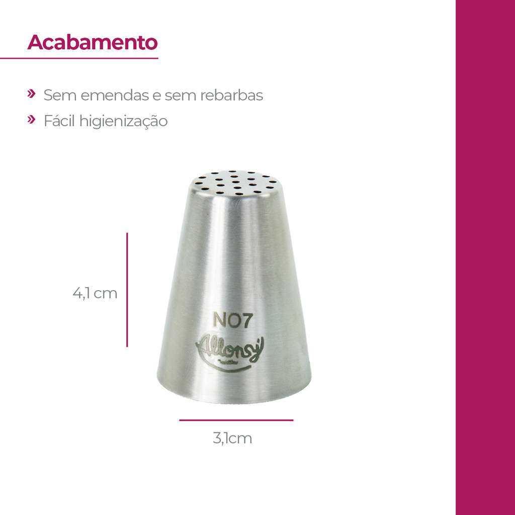 Bico de confeitar russo chuveirão aço inox allonsy Nº 07 para confeitar · foto 2