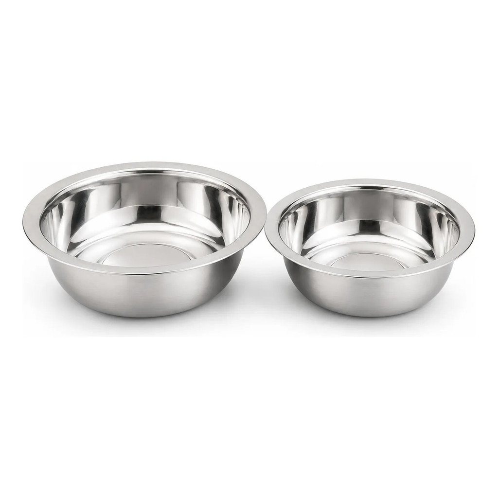 Kit 2 Bowls Inox Tigela 16 18 cm Empilhável Cozinha Misturar Receita Salada Confeitaria