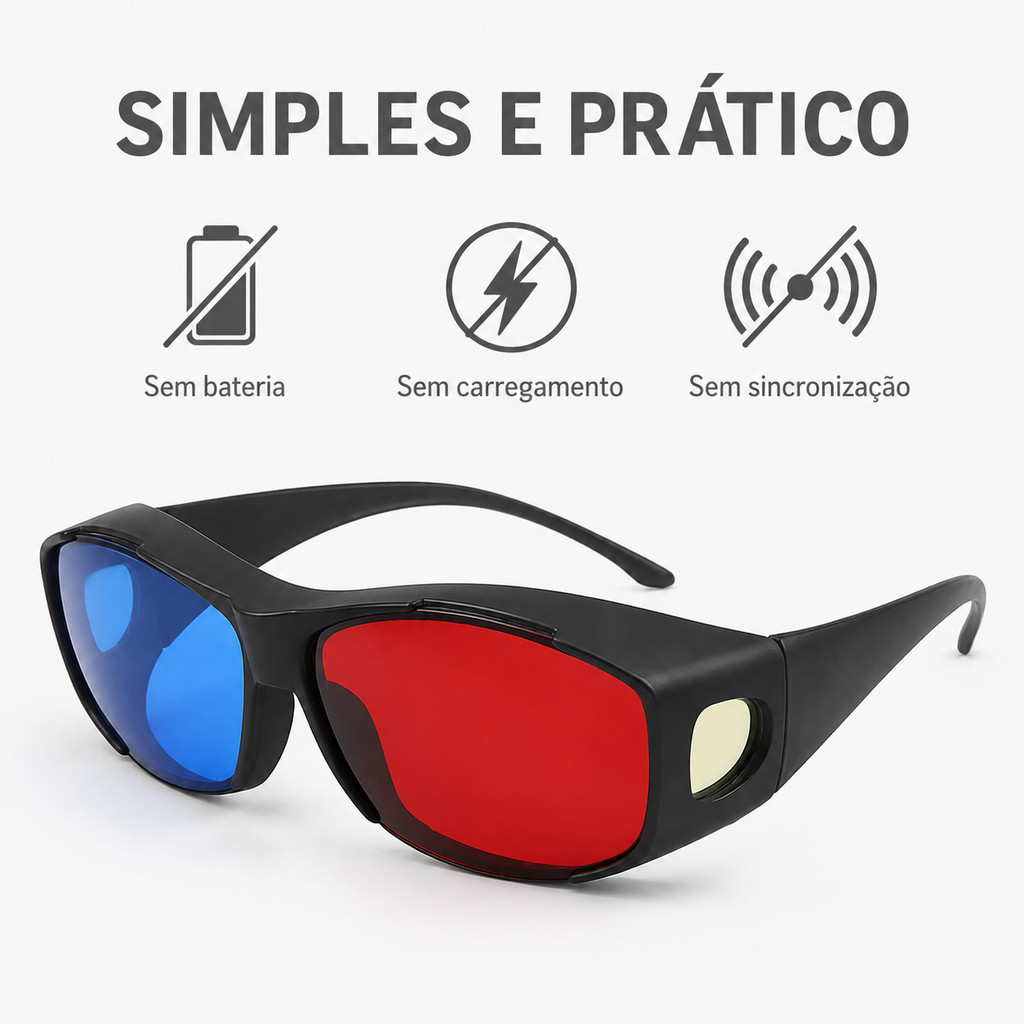 Óculos 3D Anáglifo Red Cyan Premium Armação vermelo e azul — imagem 2 de 2