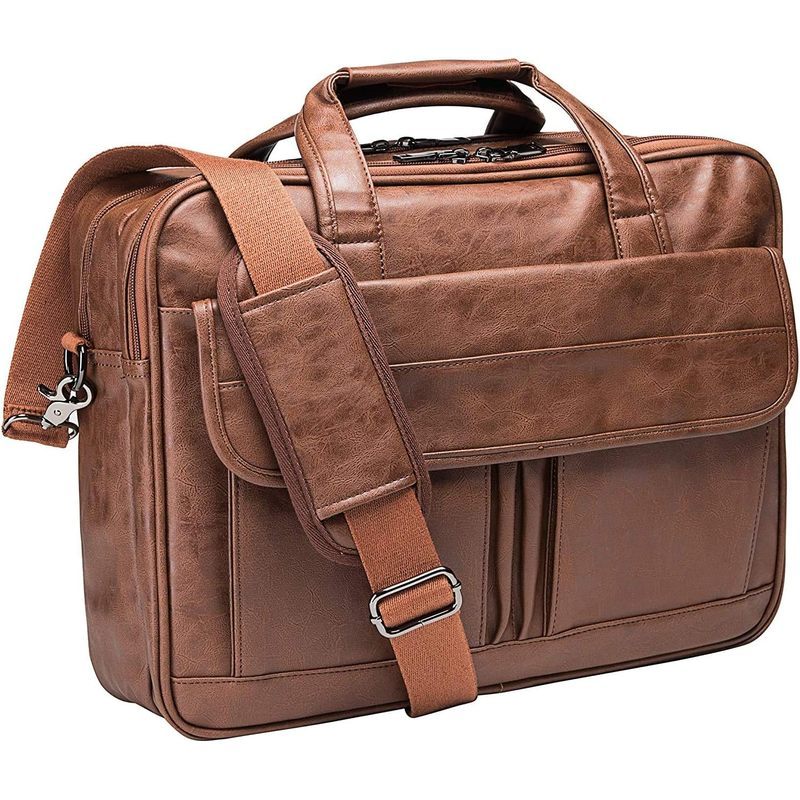 seyfocnia Maleta Masculina De Viagem De Negócios De Couro Artesanal Bolsa Mensageiro Para Laptop