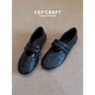 Pele de carneiro macia ~ couro genuíno Retro plana Velcro sapatos femininos 2026 novo estilo All-Match confortável Mary 