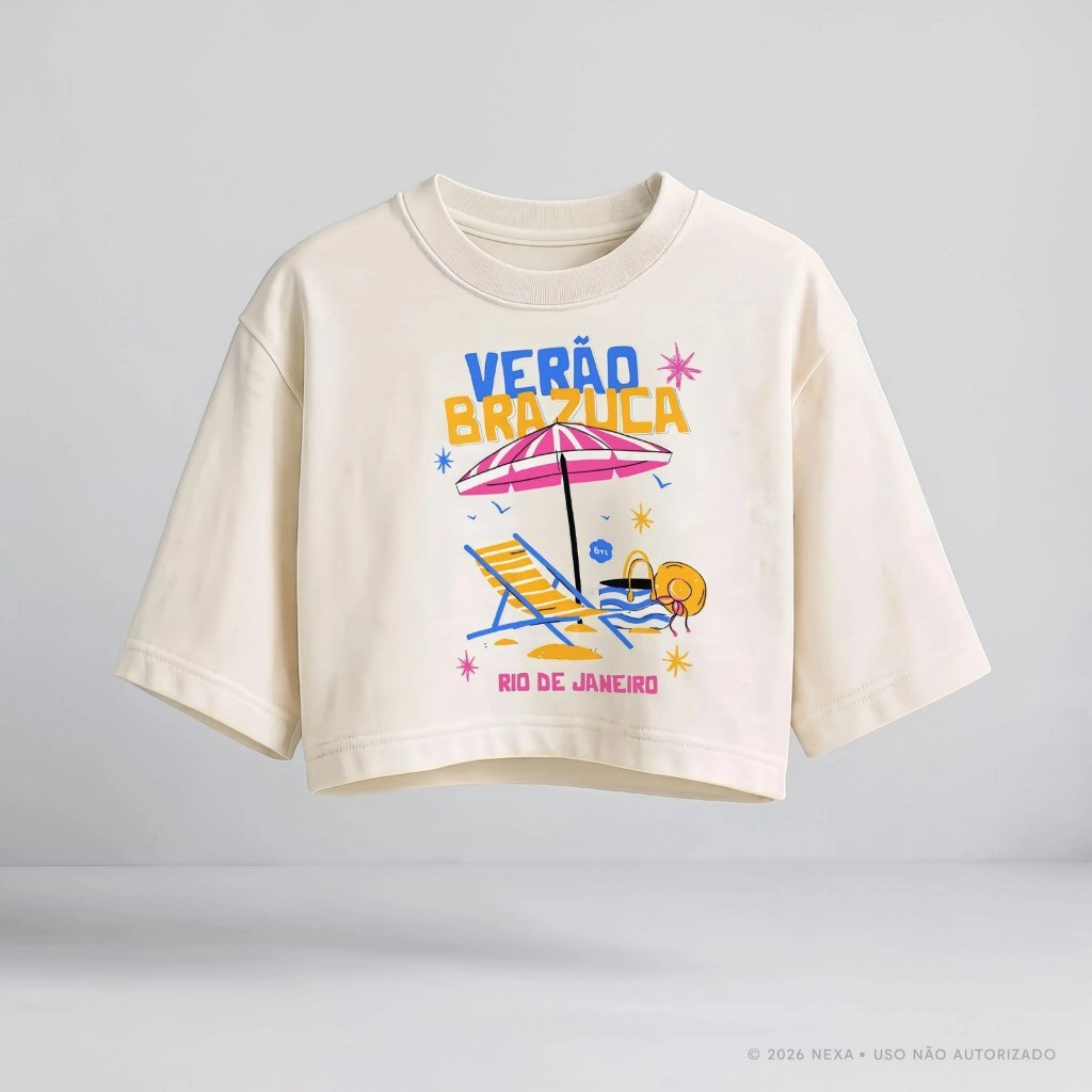 Cropped Estampado Feminino Algodão Oversized Camiseta Blusa Tshirt Casual Moda Academia Streetwear Tendência Confortável