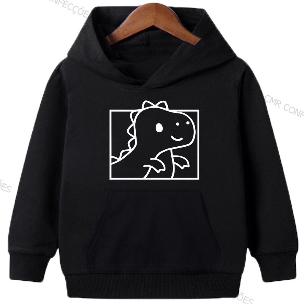 Moletom Infantil Canguru Unissex Masculino Feminino Estampado Dinossauro Envio Rápido