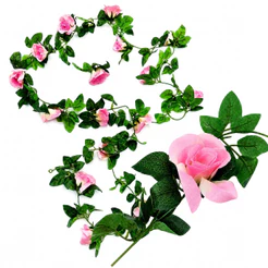 Corrente De Flores Decorativa Ramo De Rosas Artificiais Premium Castela