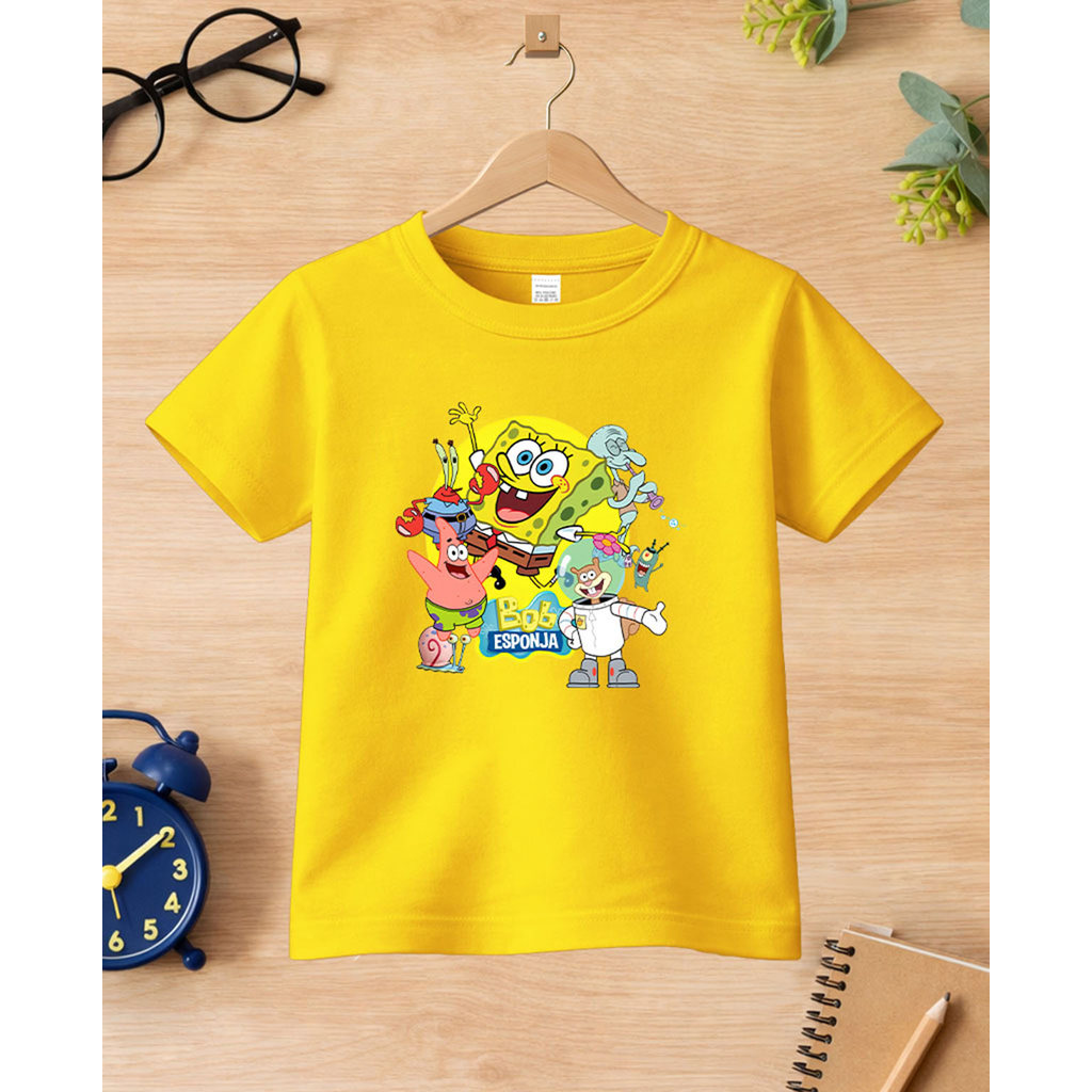 Camiseta Infantil  Estampada Desenho B0b Estilosa Casual em Algodão
