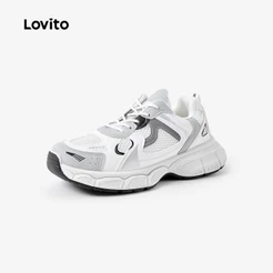 Lovito Tênis Casual Liso Com Sola Grossa E Respirável Estilo Coreano Para Pickleball Para Uso Diário E Atividades Ao Ar Livre Para Mulheres LFA45281