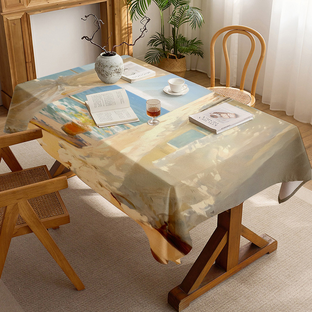 Simples paisagem pintura a óleo All-Match ins impresso algodão linho toalha de mesa retangular toalha de mesa de café re