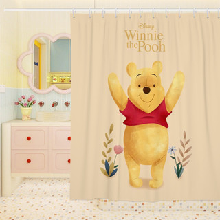 Cortina de chuveiro americana de desenho animado, cortina de chuveiro com bloqueio de água, pooh, Winnie the pooh, tecid