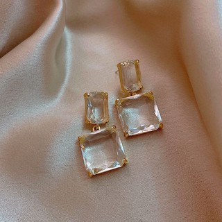 Brincos pendentes mais vendidos, estilo francês em cubo transparente, design arrojado com blocos de cor, acessório elega