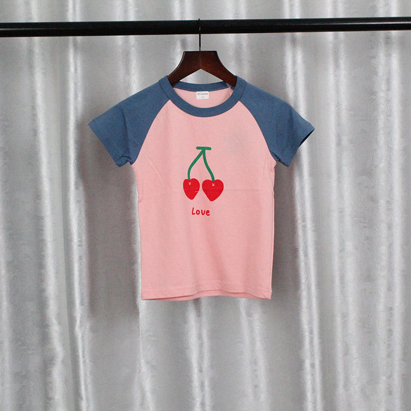 Verão novos produtos meninas impresso frutas dos desenhos animados puro algodão respirável médio pequeno crianças macio 
