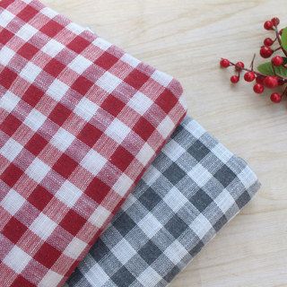 Simples vermelho branco cinza branco tecido estilo fino poliéster algodão xadrez tecido roupas saia longa pano de mesa j