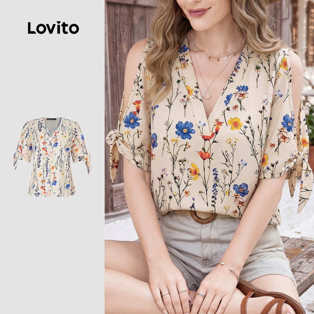 Lovito Blusa Boho Feminina Para Primavera/Verão Floral L198ED123